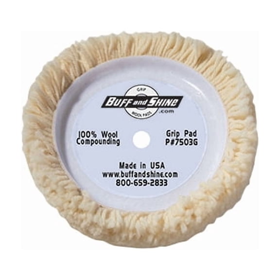 7.5" dia. X 1.5" 100% 4-ply twisted wool grip pad "Cutting pad" 7503G