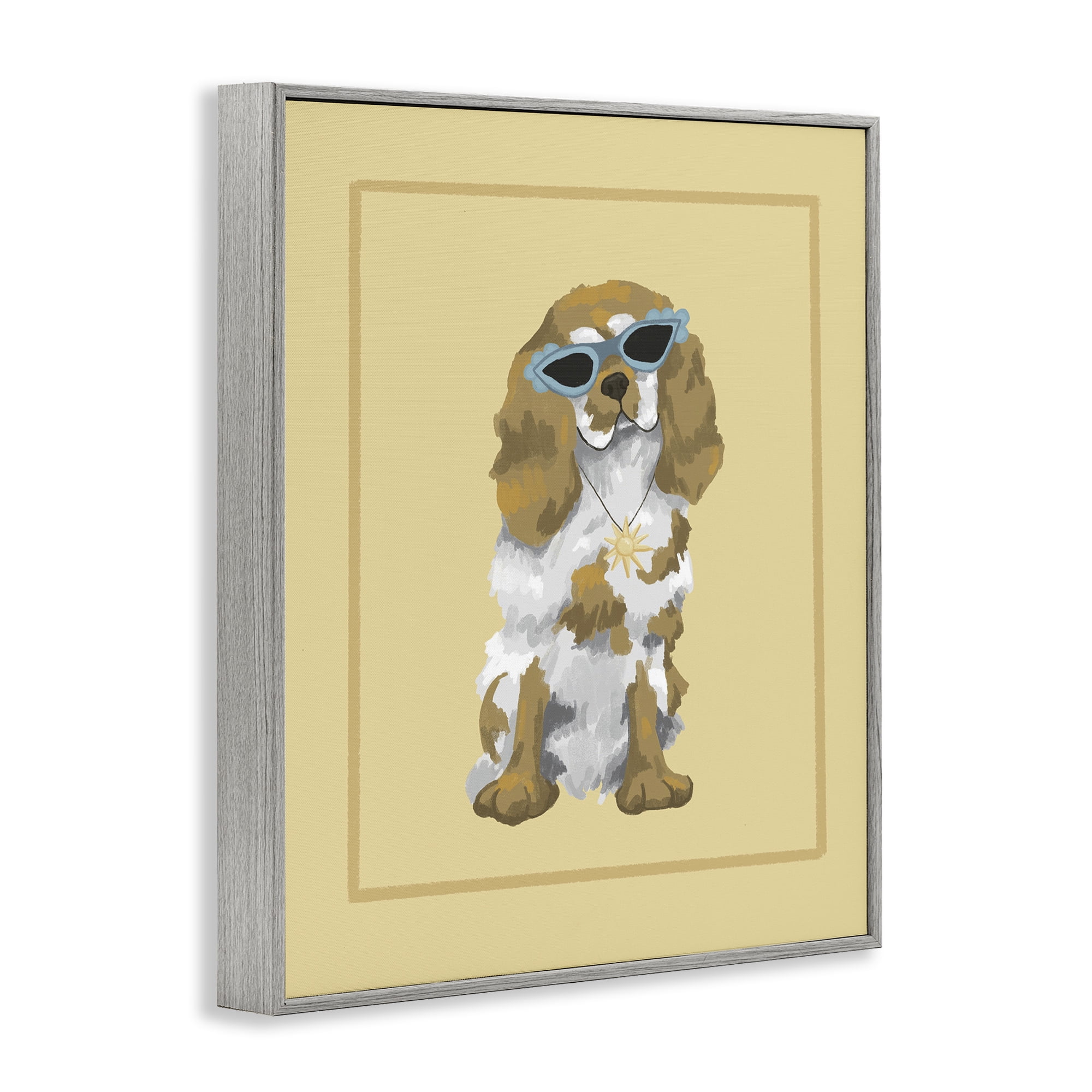 Stupell Industries Coolest Dog & Sunglasses Gray Framed Giclee Art, design by Sadie Harper