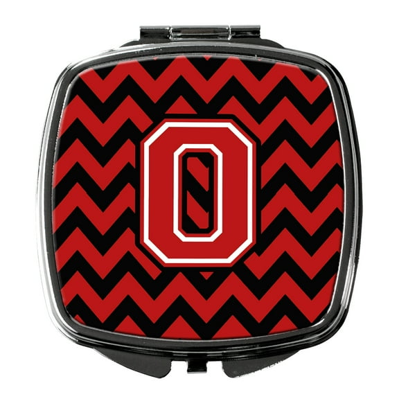 Letter O Chevron Black and Red Compact Mirror