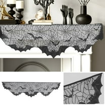 Nrmvnmi Halloween Fireplace Decorations, Fireplace Mantle Scarf Cover, Black Lace Spider Web for Door, Window and Fireplace Decoration, Halloween Decorations