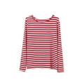 thumbnail image 1 of SUNSIOM Femmes Rouge Blanc Rayé Hauts Décontractés Manches Longues Col Rond Chemise Ample, 1 of 7