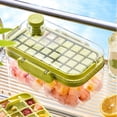 thumbnail image 4 of Bandeja de hielo Caja de almacenamiento de hielo prensado Congelador Molde de cubitos de hielo cuadrado con tapa Caja para hacer hielo en el hogar con bandeja y pala (verde), 4 of 7