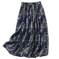 thumbnail image 2 of Xunlbb Up to 50% off Maxi Skirt, Women's Summer Casual Printed And Linen A-line Elastic Waist Skirt Gift for Women, Size M-2XL, 2 of 4