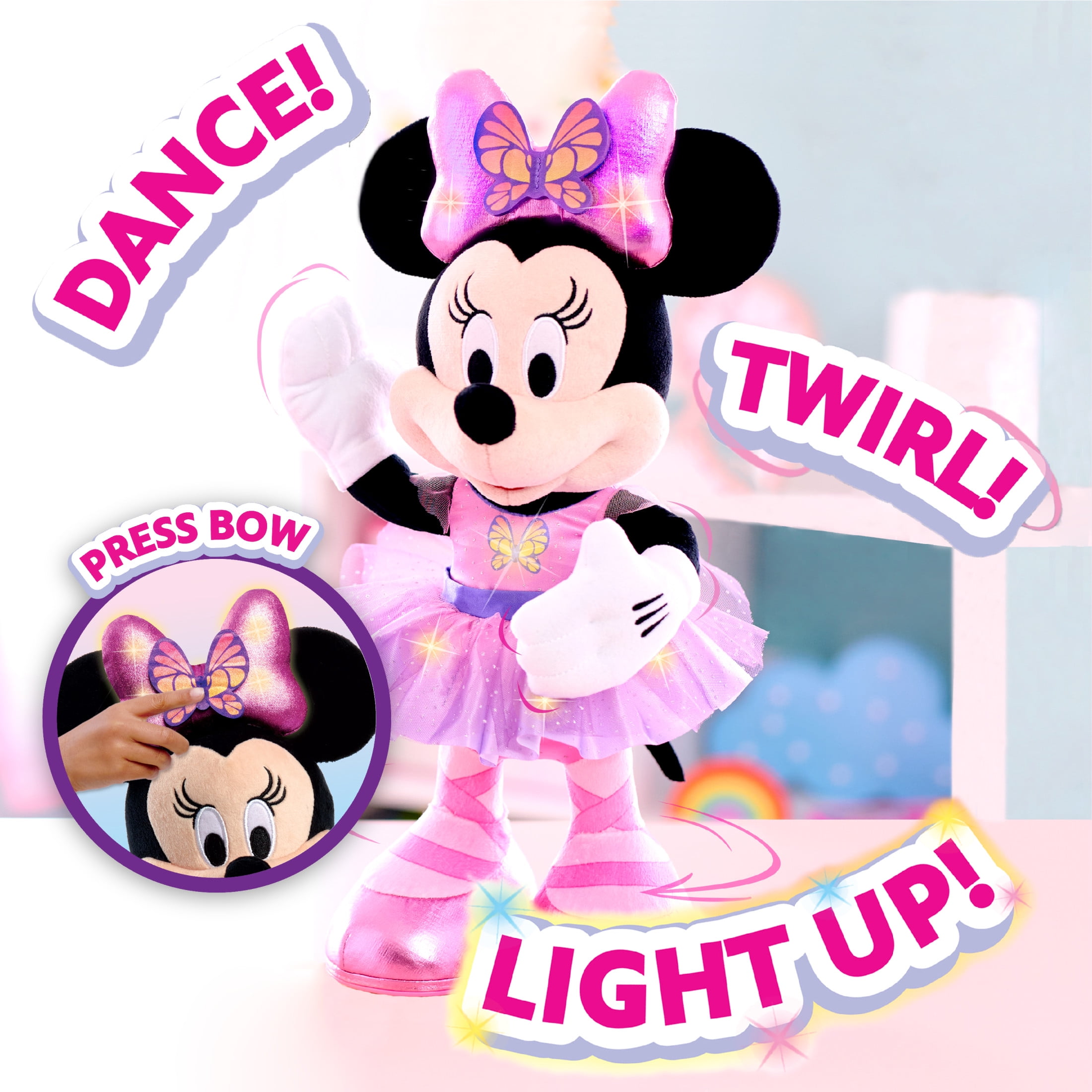 Disney Junior Minnie Mouse Sing and Dance Butterfly Ballerina Lights and Sounds Plush, Sings "Just Like a Butterfly" Baby and Toddler Toys