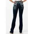thumbnail image 3 of Grace in LA Women's Embroidered Yoke Distressed Faux Flap Pocket Bootcut Stretch Jeans (33), 3 of 3
