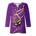 thumbnail image 5 of Puntoco Blusa informal de cuello redondo con mangas 3/4 cortas y estampado a la moda para mujer, 5 of 5