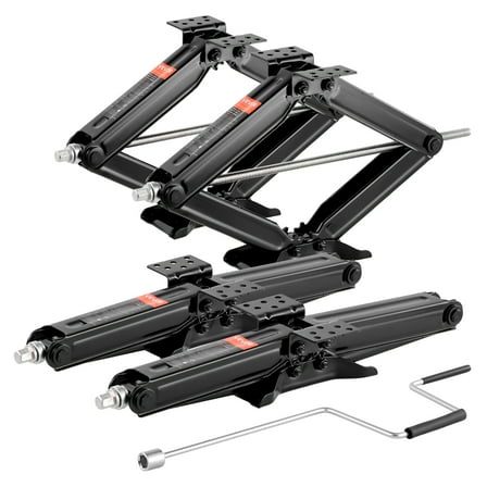 VEVOR 9000 lbs RV Scissor Jacks, 4-23.4 in RV Stabilizer Leveling Scissor Jacks, Set of 4, Heavy Duty Stabilizer Jack with Crank Handle, Socket and Bubble Levels, Not Easily Bent or Deformed