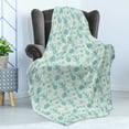 thumbnail image 4 of Succulent Soft Flannel Fleece Throw Blanket, Continuous Cold Toned Pattern of Exotic Plants, Cozy Plush for Indoor and Outdoor Use, 60" x 80", Mint Green Cadet Blue, by Ambesonne, 4 of 5