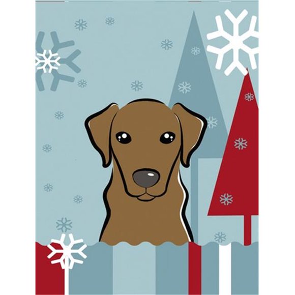 Winter Holiday Chocolate Labrador Flag Garden Size