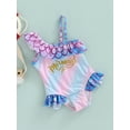 thumbnail image 3 of Kiapeise Toddler Girls One Piece Bikini Fish Scale Ruffle Straps Letter Print Swimsuit, 3 of 8