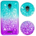 thumbnail image 6 of FIEWESEY For Alcatel Verso Case Phone Case, Bling Liquid Luxury Glitter Soft Case for Girls Women for Alcatel idealXCITE / CameoX / Raven LT / U50 / 5044S / 5041C / Raven LTE A574BL - Green+Purple, 6 of 7