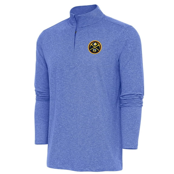 Men's Antigua Heather Royal Denver Nuggets Hunk Quarter-Zip Pullover Top