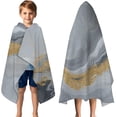 thumbnail image 3 of Gray Gold Marble Pattern Hooded Bath Towel，50"x30" for Ages 3 To 12 Kids, Quick Dry Lightweight Soft Microfiber Hood Beach Towel Cover Up for Kids, 3 of 7