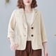 thumbnail image 1 of ICHUANYI Clearance Women's Fashion Color Casua Long Sleeve Suit Jacket Button Cotton And Linen Tops Pockets Blouse(Beige, XXL) ICHUANYI WER2023081202333, 1 of 6