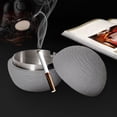 thumbnail image 5 of DwellJoy Premium Stainless Steel Lined Smokeless Ashtray with Lid - Modern Durable Design for Indoor Outdoor Home Office Patio Restaurant Use, 5 of 5