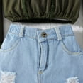 thumbnail image 5 of LYMAYTER 2PCS Kids Girls T-Shirt Set Toddler Short Sleeve Tees Solid Color Top+jeans Shorts Outfit 1-6Y Baby Casual Versatile T-Shirt Outfit, 5 of 7
