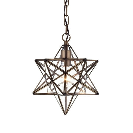 Star Pendant Lighting - 1-Light Antique Bronze Star Pendant