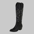 thumbnail image 2 of UngA Cowboy Boots Women's Western Cowboy Boots Embroidered Mid-Calf Pointed Toe Cowgirl Boot Black,7, 2 of 6