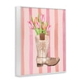 thumbnail image 4 of Tulip Cowgirl on Stripes White Framed Giclee Art, design by Nina Jacobs, 4 of 9