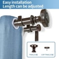 thumbnail image 3 of Urbanest Adjustable Double Curtain Rod Set Semplice Flat Button Finials – 1″ Front & 3/4″ Back Rod With Bronze Rod, 84–120 Inches, 3 of 6