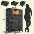 thumbnail image 3 of 13 Drawer Dresser for Bedrom,Tall Black Chest of Drawers for Bedroom with Led Light and 4 Charging Ports,Hallway, Closet, Entryway,11.8" D x 35.4" W x 47.3" H, 3 of 18