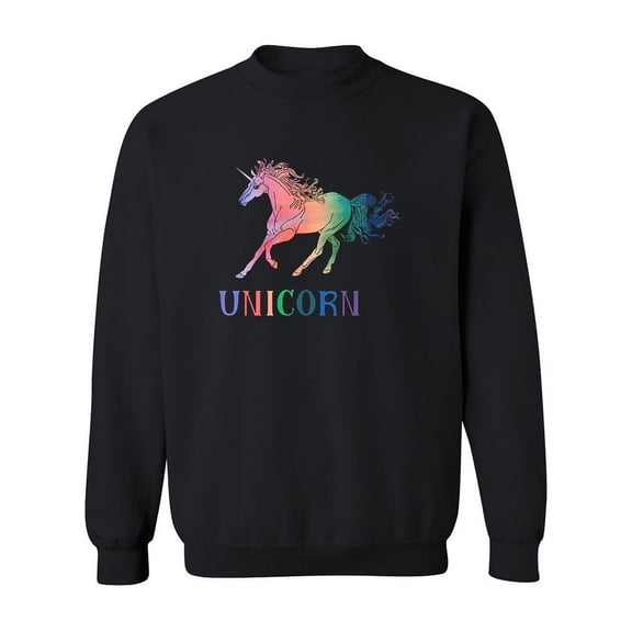 Rainbow Colored Unicorn Sweatshirt Women -Image by Shutterstock, Female XX-Large