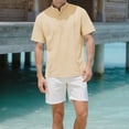 thumbnail image 6 of Men's Jersey Henley Short Sleeve Shirt Moisture Wicking Lightweight Cotton T-Shirts Casual Summer Basic Tee Shirt Size 3XL Khaki, 6 of 8
