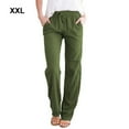 thumbnail image 3 of Sonducket Pantalones casuales sueltos para mujer para el hogar o la oficina - Tela de algodón Transpirable y absorbe el sudor Pantalones rectos Prendas para la parte inferior del cuerpo verde,1 2XL, 3 of 6