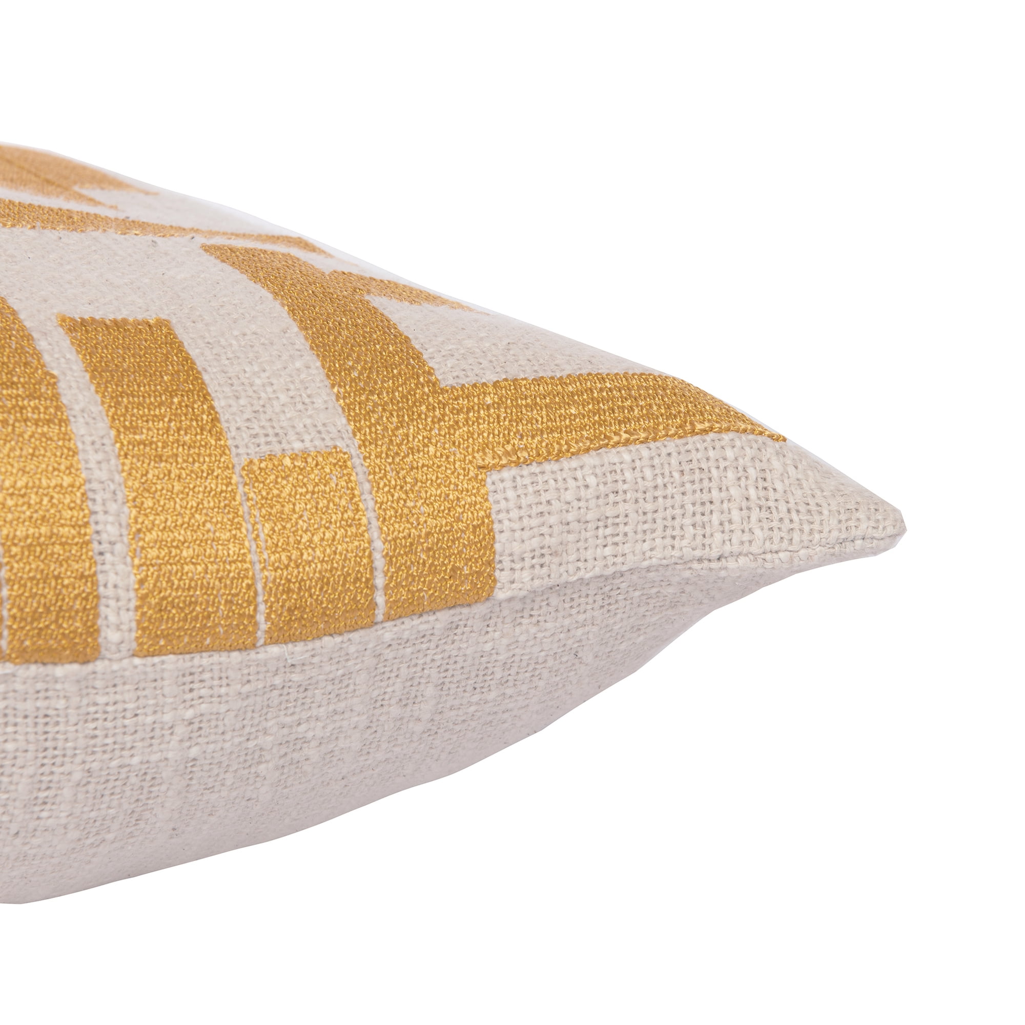 Ox Bay and Stacy Garcia 24" x 24" Yellow/Ivory Geometric Embroidered Cotton Blend Adult Decorative Throw Pillow Cover
