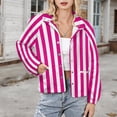 thumbnail image 3 of Jackets for Women Winter Coat Jackets Flannel Stand Collar Jacket(Aesthetic Rose Red And White Vertical,Size:S-4XL), 3 of 7