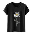 thumbnail image 5 of Pxxlle Casual T Shirts for Women Trendy Daisy Flower Graphic Tees Comfy Short Sleeve Cotton Tshirt Shirts Loose Fitted Crewneck Tshirts (Black M), 5 of 6