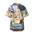 thumbnail image 6 of Lsque Bluey print Men's Cuban Collar Short Sleeve Shirt Summer Beachwear Casual Button Down Fashionable Vacation Leisure Shirt-Medium, 6 of 7