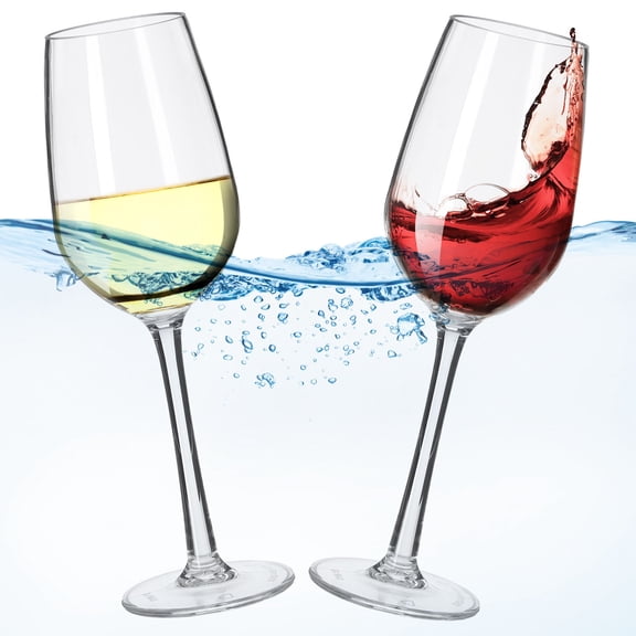NICERIO 2Pcs Floating Wine Glasses Set Transparent Unbreakable Cocktail Glasses for Outdoor Parties