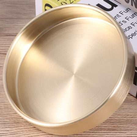 Baluue Brass Round Tray Storage Holder for Home Decor and Guest Use, 1 Set - Stylish Organizer for Living Room