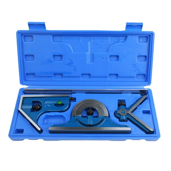 Stainless Steel 180 Degree Protractor and Combination Squares Set of 4