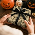 thumbnail image 6 of Kraft Autumn Wrapping Paper Roll, Mini Roll, Vintage Black Skull, Spider, Pumpkin and Gothic Floral Design Kraft Gift Wrap for Fall Holiday and Halloween Party, 17 Inches x 16.4 Feet, 6 of 8