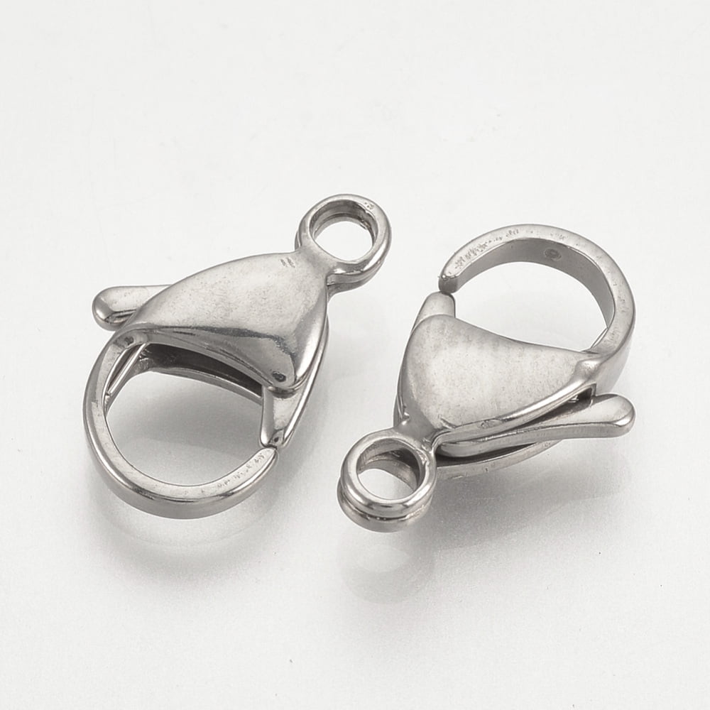 Resistant 304 Stainless Steel Lobster Claw Clasps Stainless Steel color 11x7x3.5mm Hole: 1mm DIY