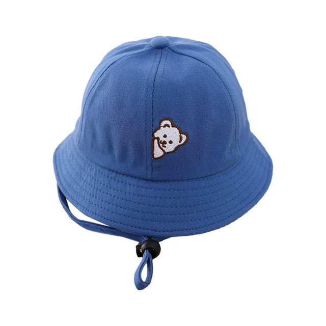 Hat Bear Pattern Sun Protection Cotton Breathable Baby Girls Bucket Cap for Baby