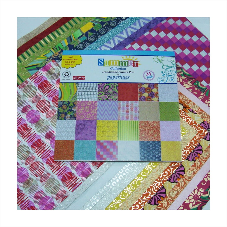 Paperhues Marbled Handmade Scrapbook Papers Collection 12x12 Pad, 24  Sheets.
