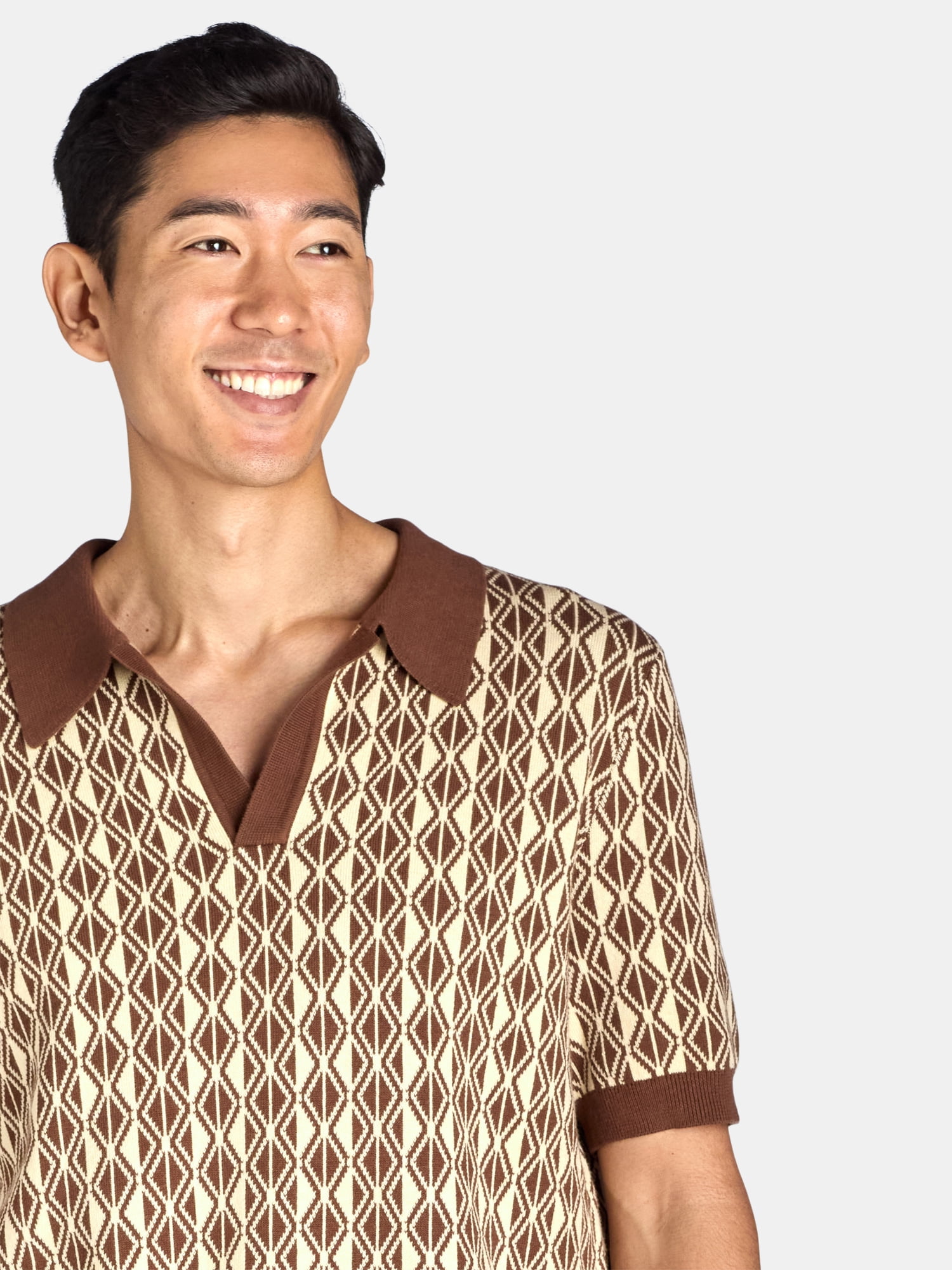 Tribekka 44 Men's Patterned Refined Sweater Polo with Johnny Collar, Sizes XS-2XL