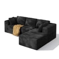 thumbnail image 2 of Sectional Sofa, Asofer 105" Modular L-Shape Couch for Living Room, Boneless Sofa with Chaise, High Resilience Foam & Corduroy Fabric, No Assembly, Black (Right Facing Chaise), 2 of 10