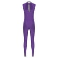 thumbnail image 4 of Raenseen Womens Sparkly Rhinestone Gymnastics Romper Sleeveless Unitard For Rhythmic Dance Competition Purple XL, 4 of 5