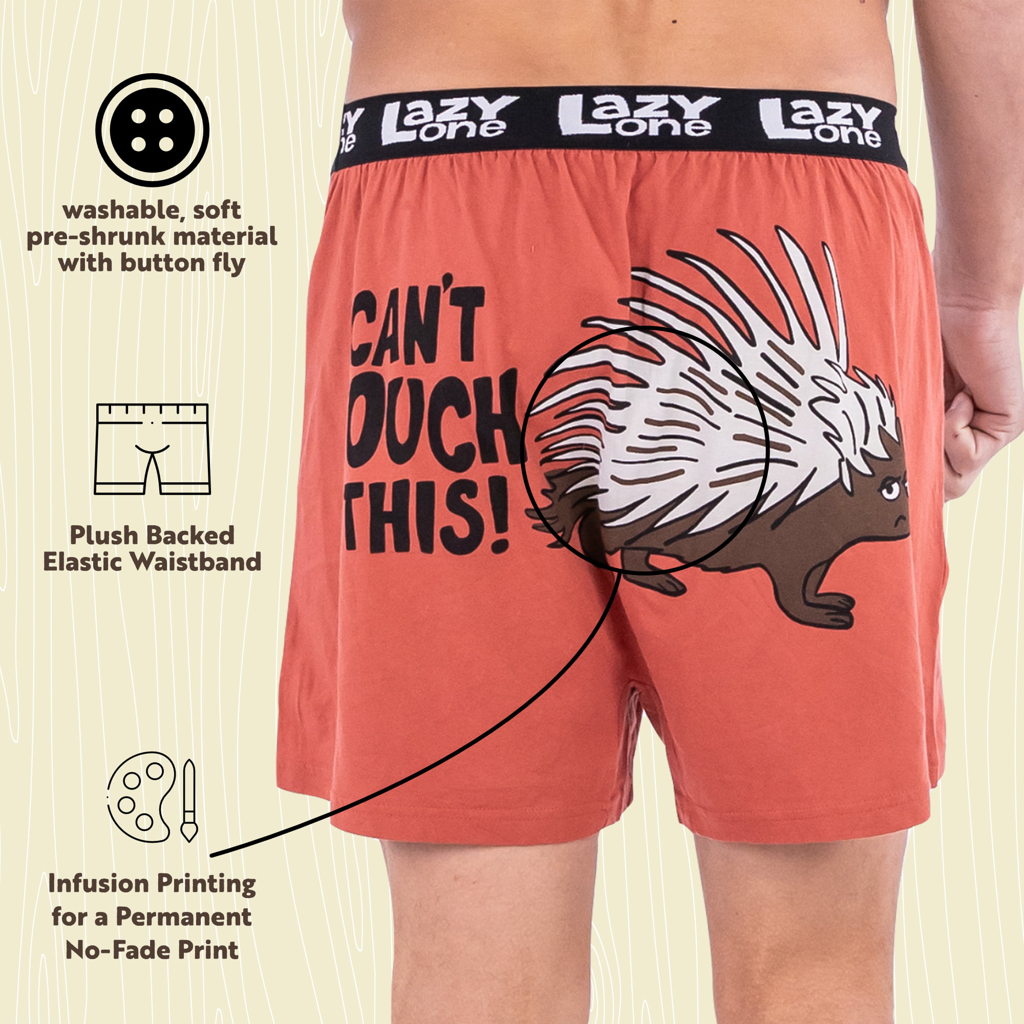 LazyOne Funny Animal Boxers, Can't Touch This, Humorous Underwear