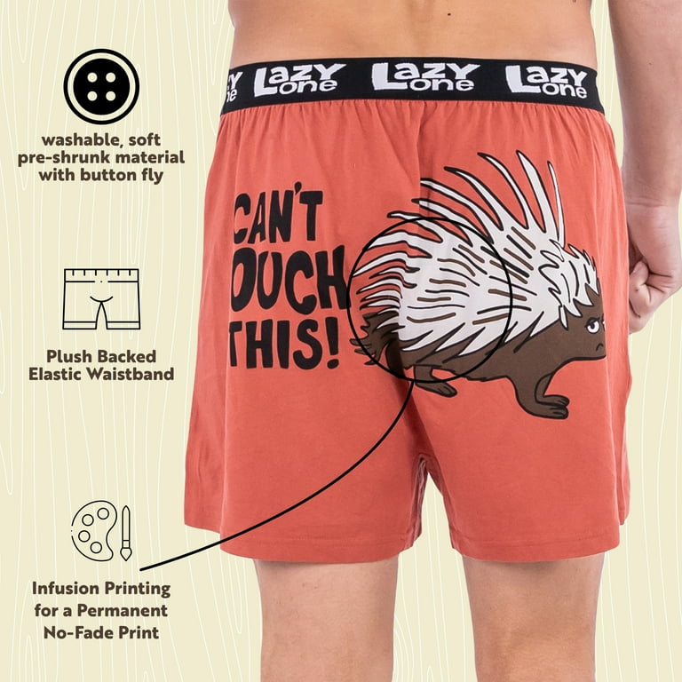 LazyOne Funny Animal Boxers, Can't Touch This, Humorous Underwear, Gag  Gifts for Men (Large) 