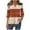#0277-Brown, variant on Uootdi Plaid Print Long Sleeve Shirts for Women V Neck Polka Dot T-Shirts Gift Casual Loose Fit Color Block Classic Fall Tunic