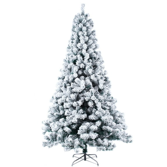 SYNGAR 6FT White Christmas Tree, Snow Flocked Artificial Christmas Tree with 928 Branch Tips Holiday Decoration Indoor Outdoor, Hinged Xmas Tree with Metal Foldable Stand, Green