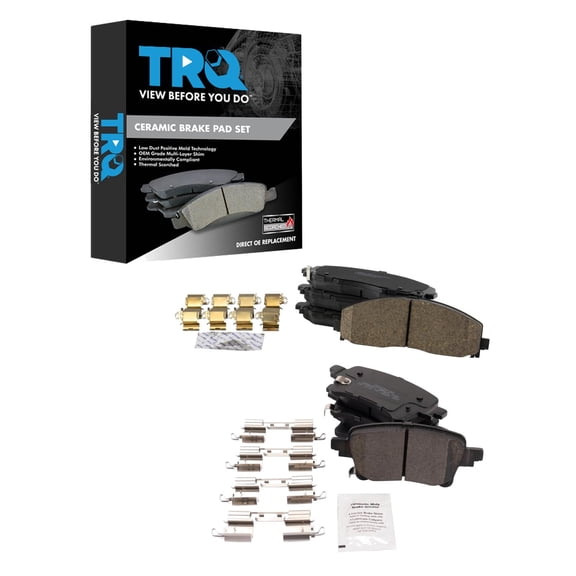 TRQ Front and Rear Brake Pad Set Ceramic Hardware Fits 2020-2022 Jeep Gladiator 2021-2022 Wrangler