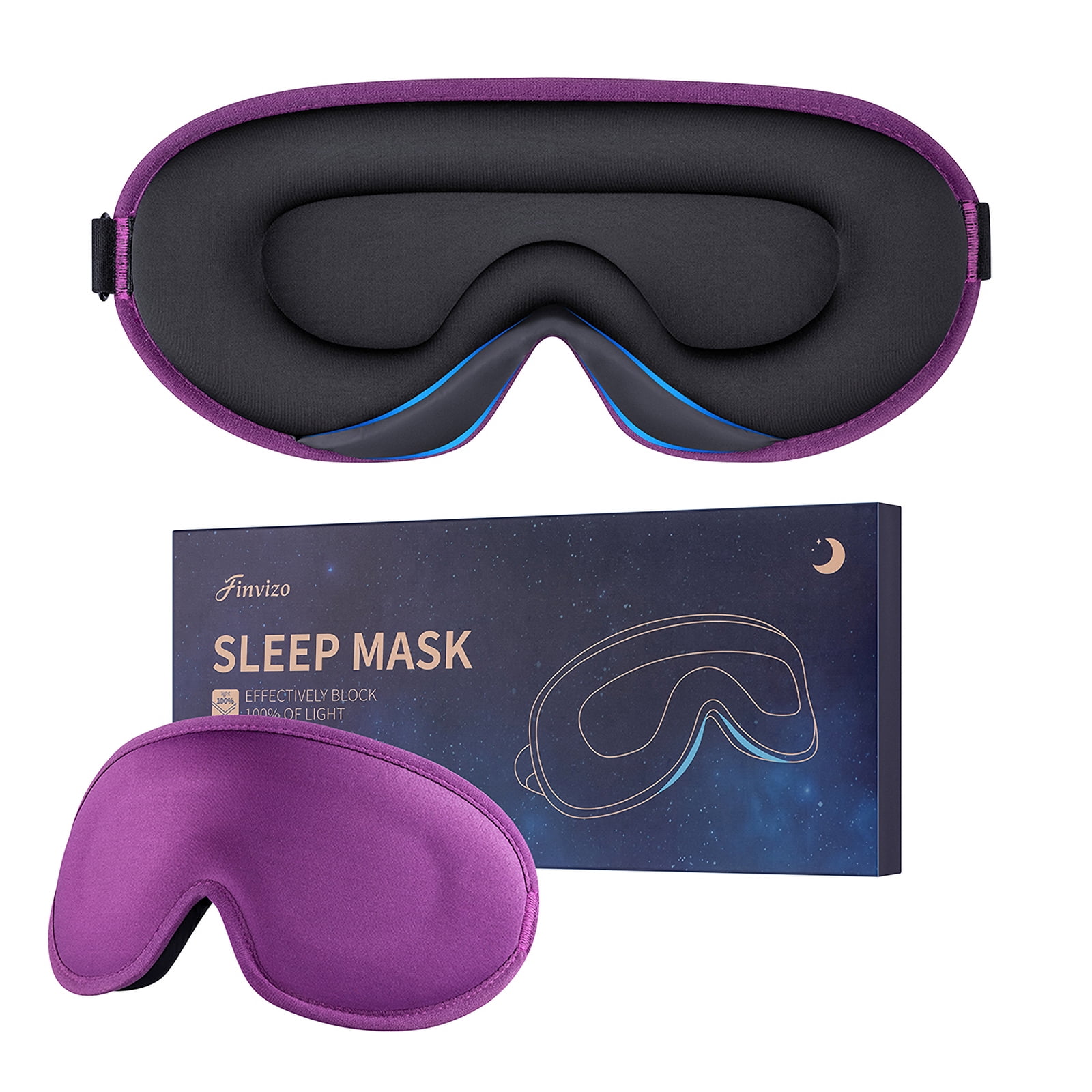 Finvizo Sleep Mask for Adult Blindfold Silk Eye Mask Cover, Purple
