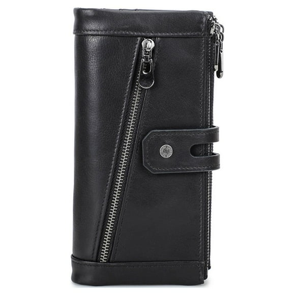 Qarigey Cartera de mujer con cremallera, monedero de repuesto, tarjetero Rectangular, carpeta de fotos, compartimento para efectivo, monedero, Carteras Negro