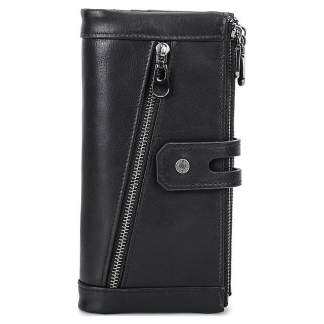 Cartera de cuero Qarigey para mujer monedero de repuesto rectangular compartimento para efectivo